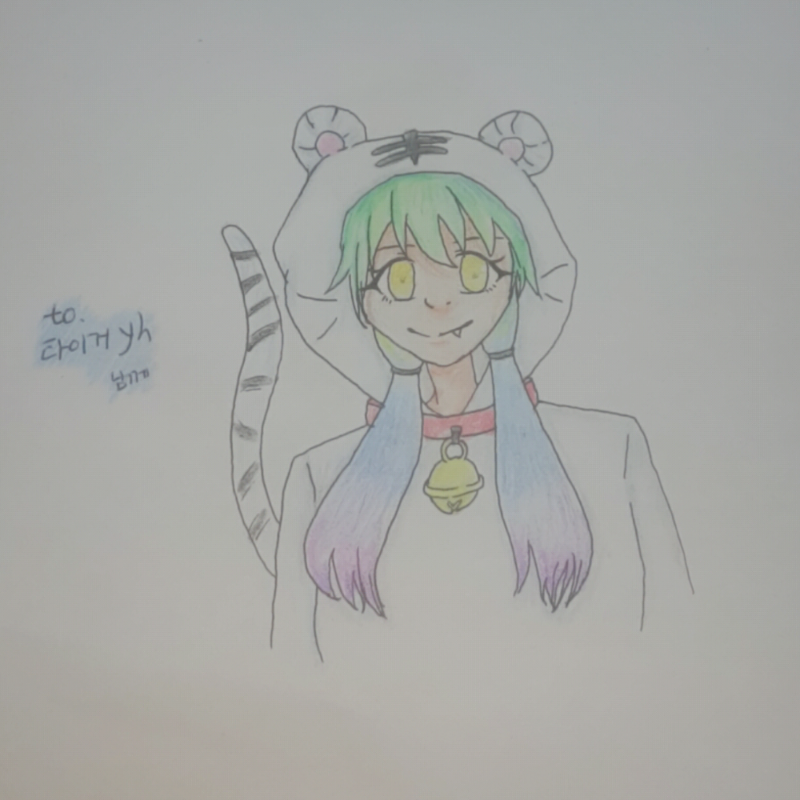 \'타이거yh\'.. : '타이거yh'님 리퀘가 도착하였습니다.
ㅎㅎㅎ 양옆 볼 쪽에 있는건 수염이에요 그리고 옷이 망했네요... 손그림을 자주 않해서..
그리고 늦어서 죄송해요 스케치판 ,sketchpan