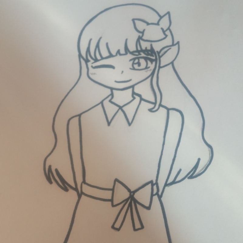 여우 수인(.. : 여우 수인('선따기'싸인펜으로 했어요) 스케치판 ,sketchpan