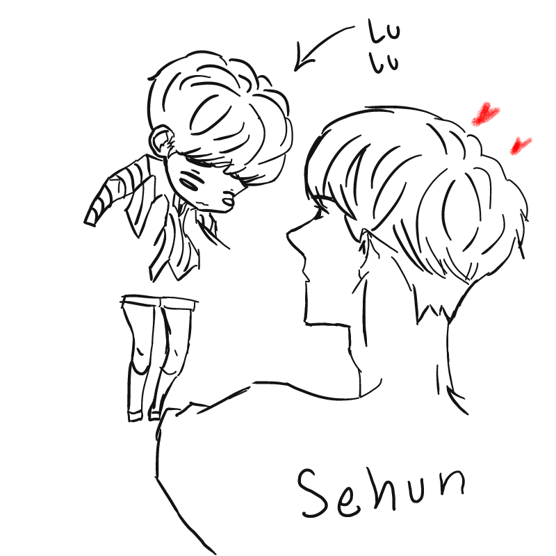 Sehun and .. : Sehun and BaBeLuLu 스케치판 ,sketchpan
