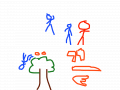 싸움 : 파랑vs주황vs빨강 스케치판 ,sketchpan