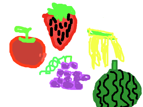 과일 : 수박과 바나나 사과 포도 딸기가 진짜맛있어요! 스케치판 ,sketchpan