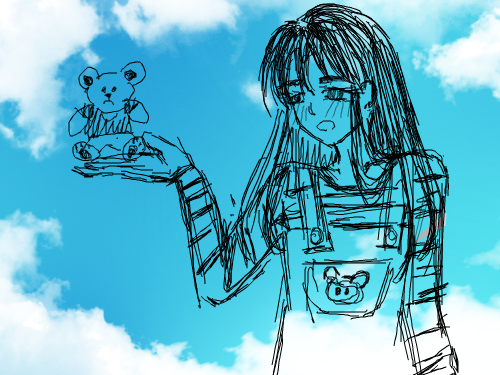 멜빵소녀 : 어..멜빵바지입은여자 스케치판 ,sketchpan