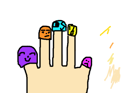 손가락-송가희 : 손가락들이 표정을 짓거 있다 스케치판 ,sketchpan