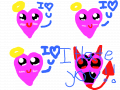 love,hate : a hart that tells a deval hart she loves him, he seas he hates her..she dosent give up, finaly he gets realy mad 스케치판 ,sketchpan