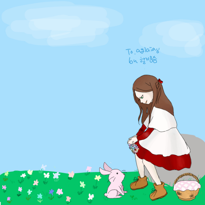 할거음슴님.. : 할거음슴님이 그려준...이그림보면 토끼랑 놀고싶네요...이뻐요..고마워요♡♡♡ 스케치판 ,sketchpan