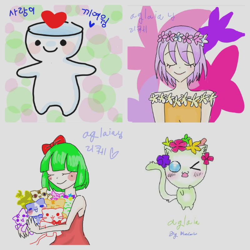 블루캣냐가.. : 블루캣냐가 그려준...고마워요...시험 잘보고..그림 정말 잘그리니 계속 화이팅 ♡♡♡ 스케치판 ,sketchpan