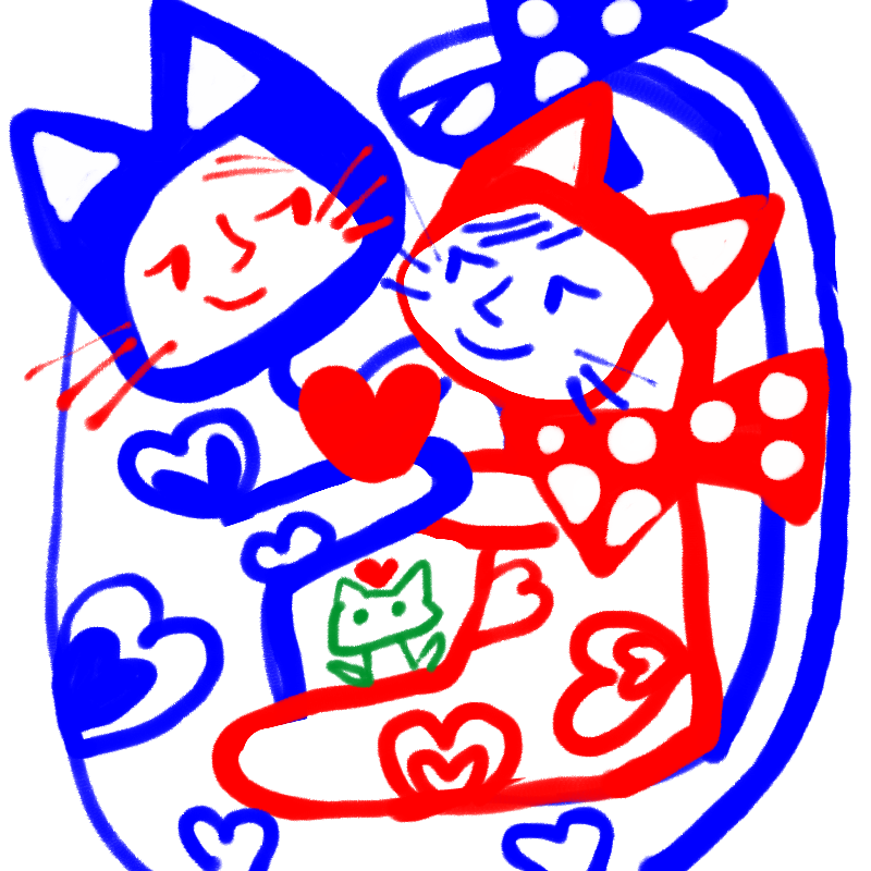 의인화는 .. : 의인화는 잘못해서....블루캣냐 래드캣냐 사랑 ㅎㅎ ♡♡♡ 스케치판 ,sketchpan