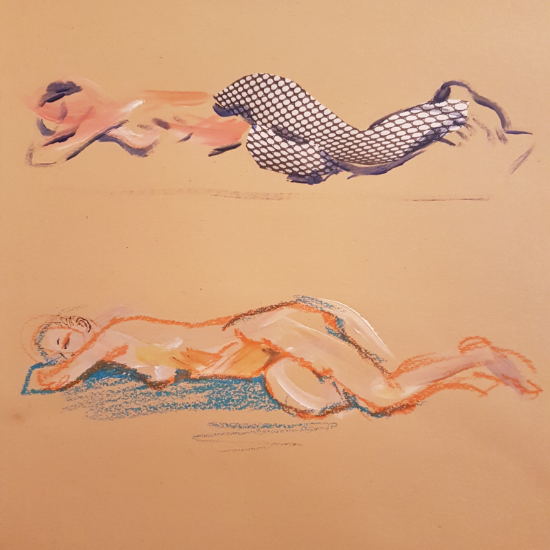 인체크로키.. : 인체크로키+ 콜라주 ( 아크릴) 20분 스케치판 ,sketchpan