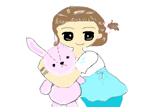 소녀와 토끼인형 : ㅎㅎ 좀이상하지만.. ㅋ 스케치판 ,sketchpan