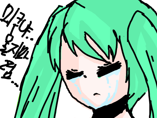 미쿠 : 아 미쿠가울고 있네요,, 스케치판 ,sketchpan
