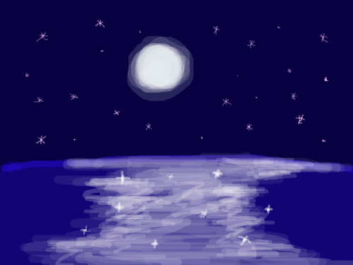 밤바다풍경 : 바다에 달빛이 비추고있다. 스케치판 ,sketchpan