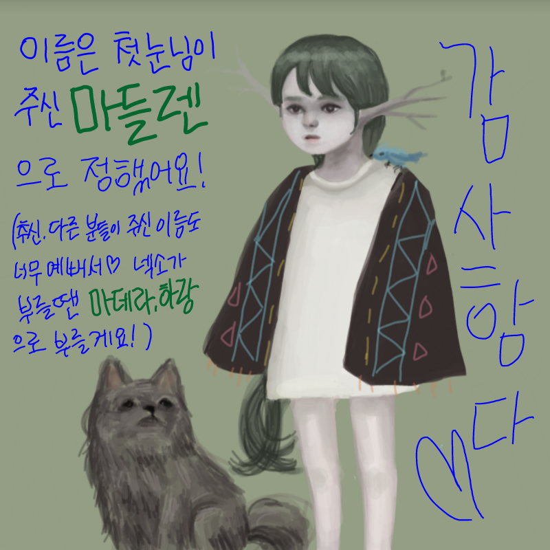 이름 지어.. : 이름 지어주신분들 넘나 사랑해요!! 스케치판 ,sketchpan