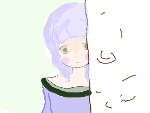 나무뒤소녀 : 기다리는것을 나무 뒤에서 기다리는 소녀 스케치판 ,sketchpan