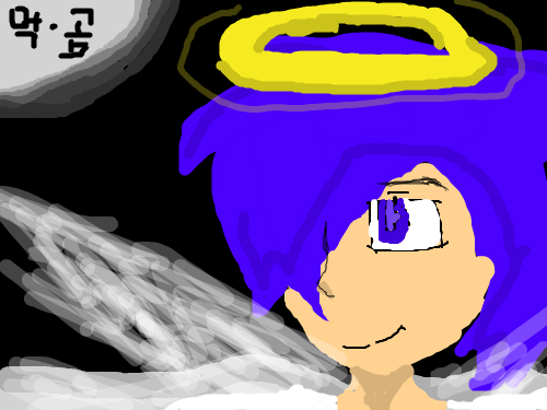 달의 천사 : 달의 천사는 달을 보고 웃고 있다. 하지만 달의 천사는 이렇게 말한다. 명에의 전당에 오르려면 나는 한참 멀었다. 스케치판 ,sketchpan