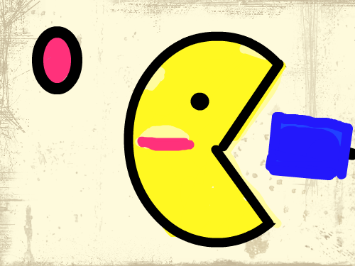 먹보 : 먹보가 아이스크림을 먹고있다. 스케치판 ,sketchpan