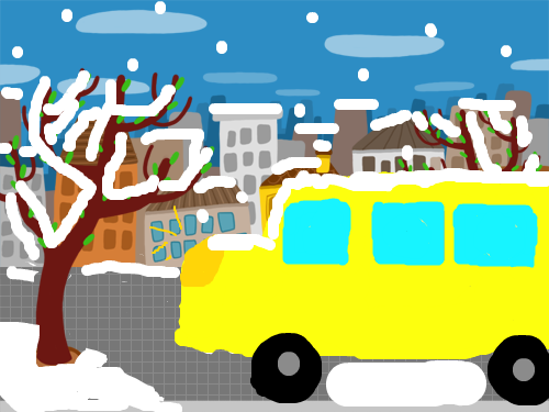 눈오는날의 학교버스 : 눈오는 날의 학교버스입니다. 스케치판 ,sketchpan