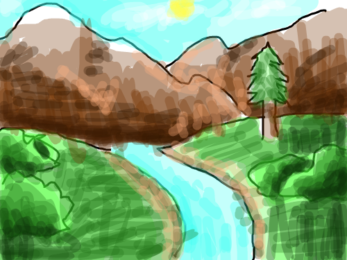 mountian scene : mountian scene 스케치판 ,sketchpan