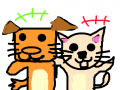 강아지와 고양이는 친구~ : 강아지와 고양이는 단짝 친구 였다 . 스케치판 ,sketchpan