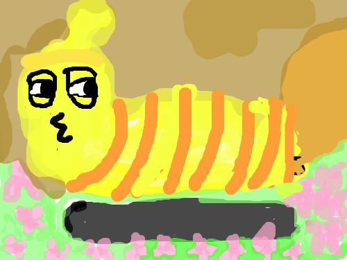 라바 옐로우 : 옐로우가 꽃밭에서 방귀 뀌는 만화에 한 장면 입니다............ 스케치판 ,sketchpan