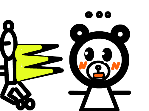 곰돌이가 뛰어가서 여자 곰돌이가 놀란듯이 무표정을 짓고있다. : 어떤 남자 곰돌이가 뛰어가서 여자 곰돌이가 놀라서 치마를 올릴뻔하다 '내가 미쳤나?'하는 마음으로, 또는 덜컹거리는 마음을 표현하고 있다. 하지만 남자 곰돌이는 그것도 모르고 그냥 쌔앵하고 뛰어가고 있다. 스케치판 ,sketchpan