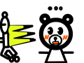 곰돌이가 뛰어가서 여자 곰돌이가 놀란듯이 무표정을 짓고있다. : 어떤 남자 곰돌이가 뛰어가서 여자 곰돌이가 놀라서 치마를 올릴뻔하다 '내가 미쳤나?'하는 마음으로, 또는 덜컹거리는 마음을 표현하고 있다. 하지만 남자 곰돌이는 그것도 모르고 그냥 쌔앵하고 뛰어가고 있다. 스케치판 ,sketchpan