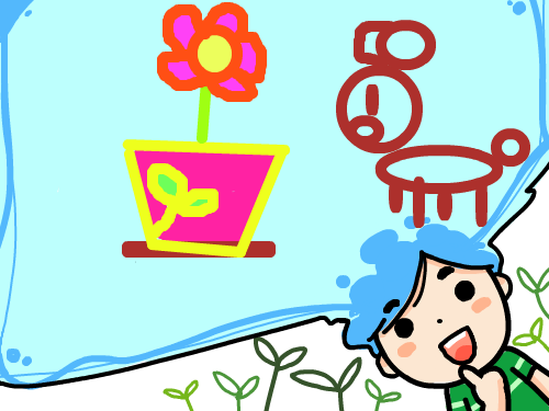 권선 : 꽃과강아지를 갖고 싶어 스케치판 ,sketchpan