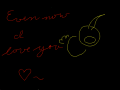 Chaos and Love : Random. Playing around with colors, then dyed the whole thing black and sketched ducky-Ahiru and wrote a little note from Fakia. Kind of like... after everything and all the chaos, he still loves her. You won't get that unless you see the play  스케치판 ,sketchpan