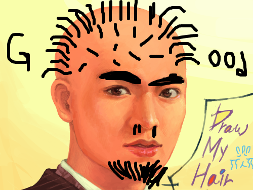 구준표 망가뜨리기 : 머리와 턱수염 눈썹 망가뜨리기 스케치판 ,sketchpan