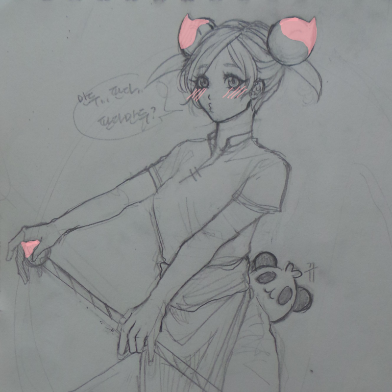 복숭아맛 .. : 복숭아맛 쿠키 그리는중인데 으앙 기찮다 졸리군! 벌써1시네'ㅅ' 
갓 오브 워3보면서 그림 ㅎ~~ 자야지..
잘자유 완성은 나중에:~) 스케치판 ,sketchpan