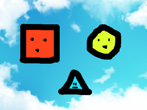 세모,네모,원 : 세모 네모 원으로 사람처럼 나타넸다. 스케치판 ,sketchpan