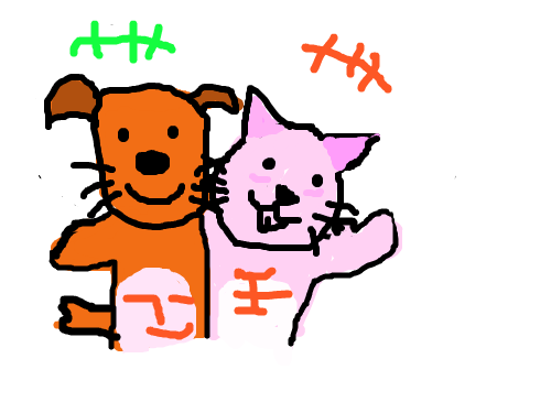 싱하개와 근육고양이 : 견원지간 스케치판 ,sketchpan