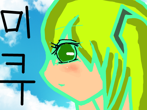 괴상한미쿠 : 미쿠가 이상해졌어요 염색하고, ...핀도바꿨어용! 스케치판 ,sketchpan