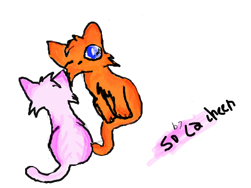 고양이 두 마리 : 냐아하~왼쪽이 설이, 오른족이 셀레스테입니다. 스케치판 ,sketchpan