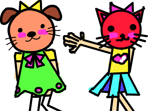 몸만 사람인 고양이와 강아지 : 고양이와 강아지 스케치판 ,sketchpan
