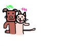 강아지와 고양이 : 강아지 와 고양이가 친해진 모습 스케치판 ,sketchpan