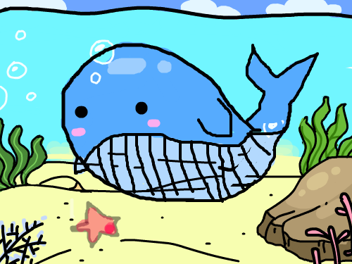 바다속. : 바다속의 고래 스케치판 ,sketchpan