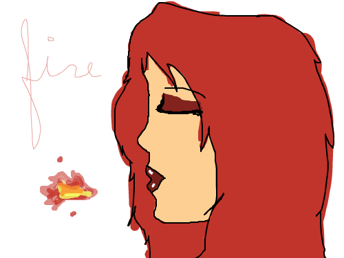 Fire : a girl blowing fire 스케치판 ,sketchpan
