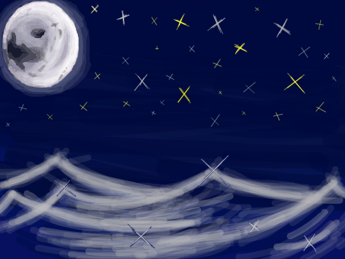 달과 바다 : 걍...밤배경 =ㅁ=..이런거 좋아하는데 이쁘게안됫다 ㅜㅜㅜ 스케치판 ,sketchpan