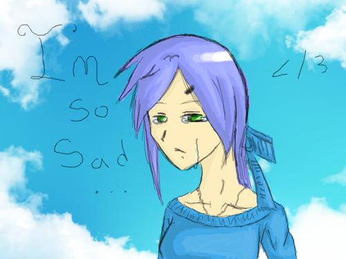 Sad Girl Quick Draw : just a quick drawing... this tool is soo hard to use! >_ 스케치판 ,sketchpan