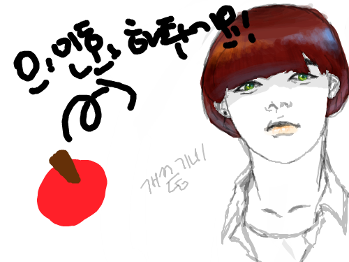 뻬이베뻬이베 : 쓸데없이 힘만줘서 사과인지도모르겟네요 스케치판 ,sketchpan