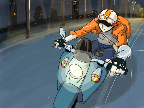 질주 : 질주하는 오토바이 스케치판 ,sketchpan