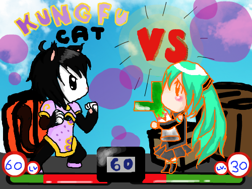 냐옹이VS미쿠 : 아마도 미카가지겠네요 ㅎㅎ 렙이랑 채력차이땜에 ㅋㅋ 스케치판 ,sketchpan