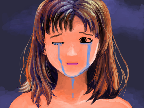 우는 소녀 : 윽 망쳤다... 스케치판 ,sketchpan