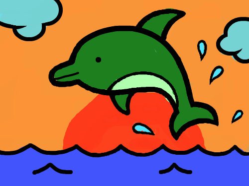 져녘돌고래 : 저녘에만 낭는 저녘돌고래. 스케치판 ,sketchpan