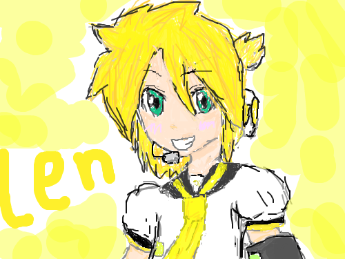 카가미네 렌 : 처음으로 그려본 렌~저번에는 미쿠오를 그렸었는데ㅋㅋ 스케치판 ,sketchpan