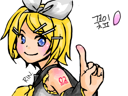 카가미네 린 채색,. : 카가미네 린 넘넘 잘그리셨어요 ㅠㅠ 막 채색하고 싶어서 나름 열심히 했습니다 ㅋㅋㅋㅋ 스케치판 ,sketchpan