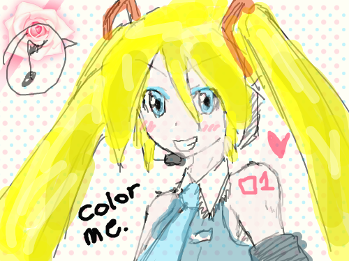 린버전 - 미쿠 : 난..린버전으로 색칠하고싶었을 뿐이고! 스케치판 ,sketchpan