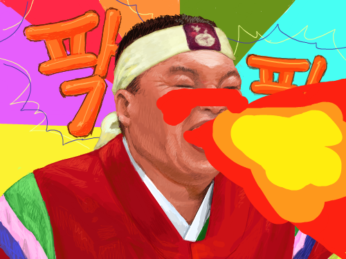 불꽃팍도사 : 호동아저씨가 불을 뿜슴돠ㅇㅇ 스케치판 ,sketchpan