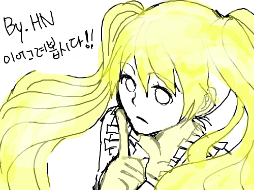 ☆----첫색칠----★ : 노란소녀.첫 색칠------☆ 스케치판 ,sketchpan