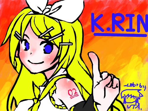 [보컬로이드]린채색 : 당연히 이어그리기입니다 제가 이렇게 잘그릴리가 없잖수... ㄱ- 살채색은 다른분이 하셧고 그걸 제가 이어서햇는데 서명까지 넣은 ㄱ-(이제 모든그림에 서명 넣으려구요 스케치판 ,sketchpan